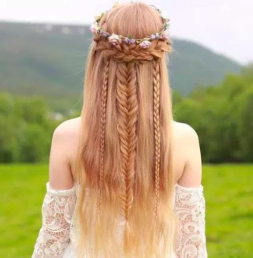 clip in hair extensions-fishtail-braid-boho