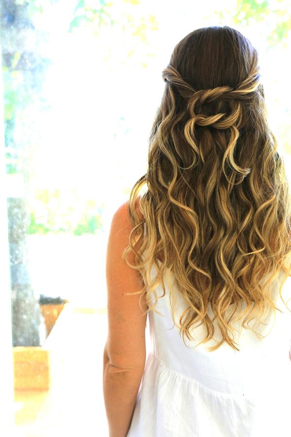 clip in hair extensions-knotted-half-up-style